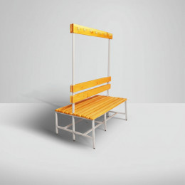 Скамейка с вешалкой для раздевалки 2м, двухсторонняя